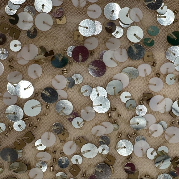 Aidan Mattox One Shoulder Cream & Gold Sequined Cocktail Party Dress Size 8 - Picture 5 of 8